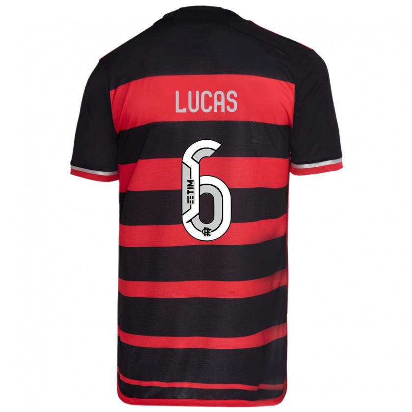 Kandiny Bambino Maglia Ayrton Lucas #6 Rosso Nero Kit Gara Home 2024/25 Maglietta