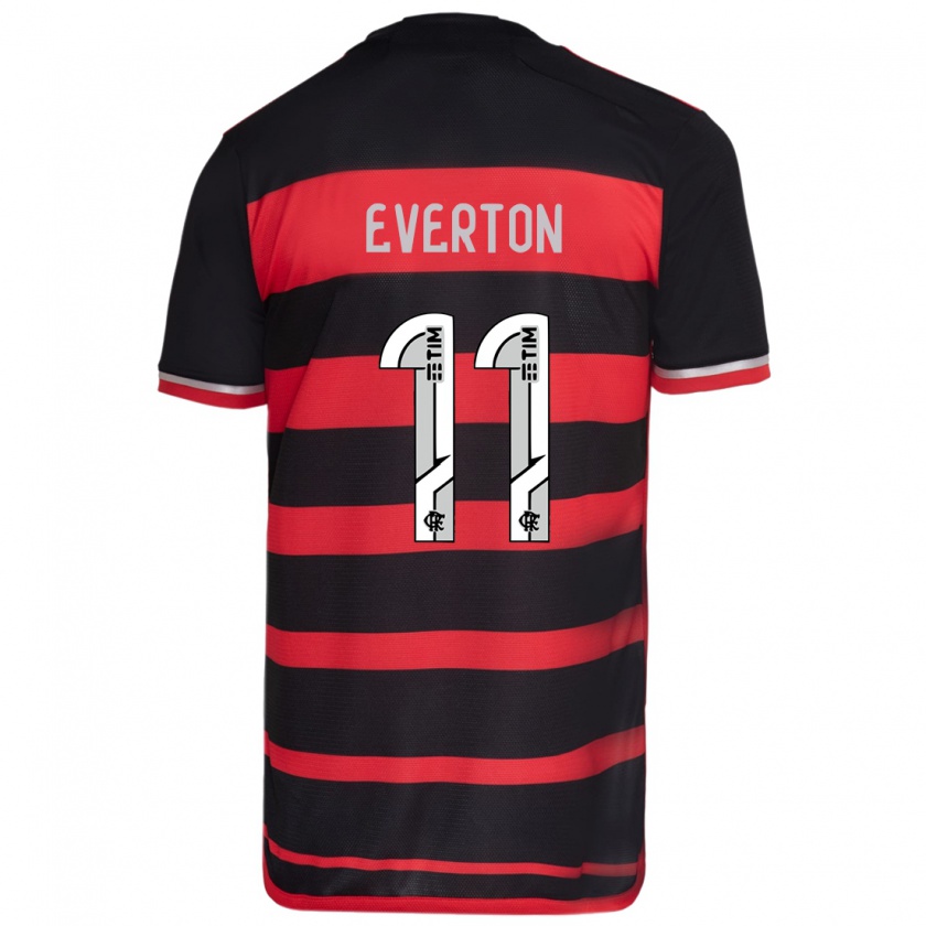 Kandiny Kinderen Everton #11 Rood Zwart Thuisshirt Thuistenue 2024/25 T-Shirt