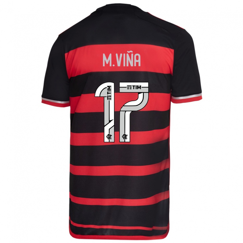 Kandiny Bambino Maglia Matías Viña #17 Rosso Nero Kit Gara Home 2024/25 Maglietta