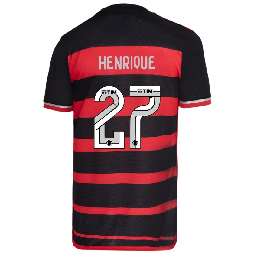 Kandiny Kinderen Bruno Henrique #27 Rood Zwart Thuisshirt Thuistenue 2024/25 T-Shirt