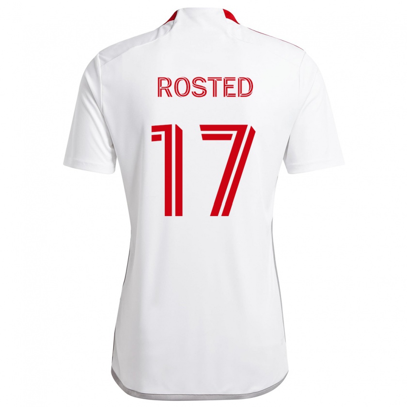 Kandiny Bambino Maglia Sigurd Rosted #17 Bianco Rosso Kit Gara Away 2024/25 Maglietta