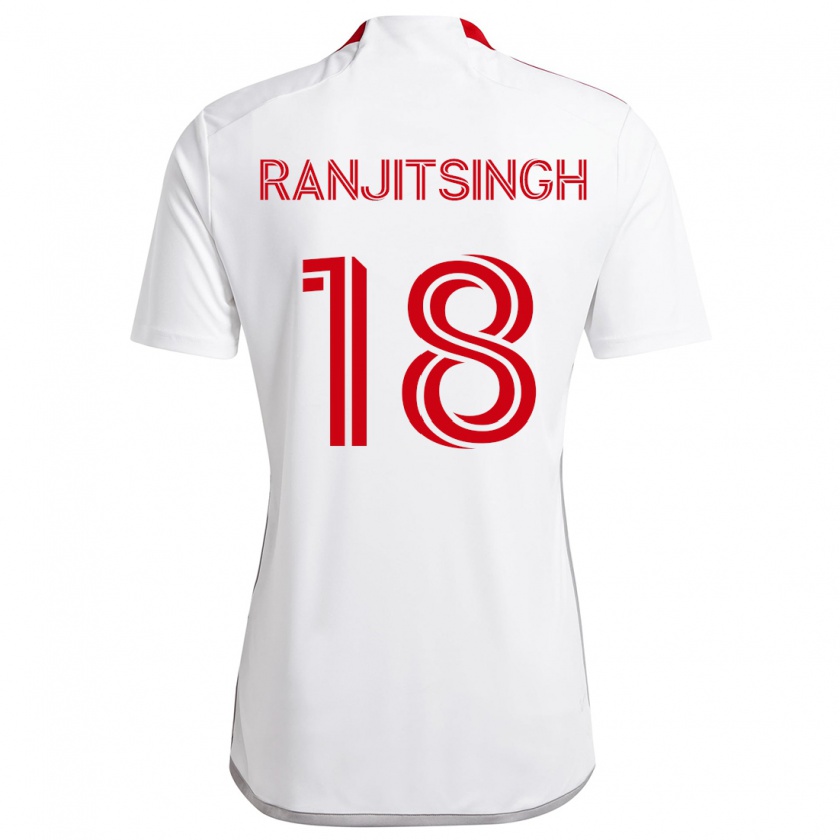 Kandiny Kinderen Greg Ranjitsingh #18 Wit Rood Uitshirt Uittenue 2024/25 T-Shirt