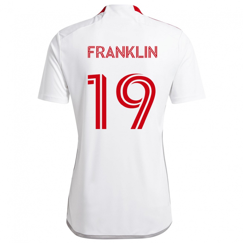 Kandiny Bambino Maglia Kobe Franklin #19 Bianco Rosso Kit Gara Away 2024/25 Maglietta