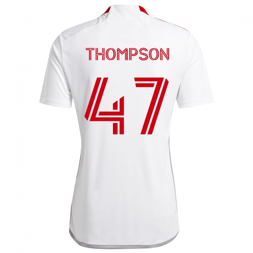 Kandiny Bambino Maglia Kosi Thompson #47 Bianco Rosso Kit Gara Away 2024/25 Maglietta