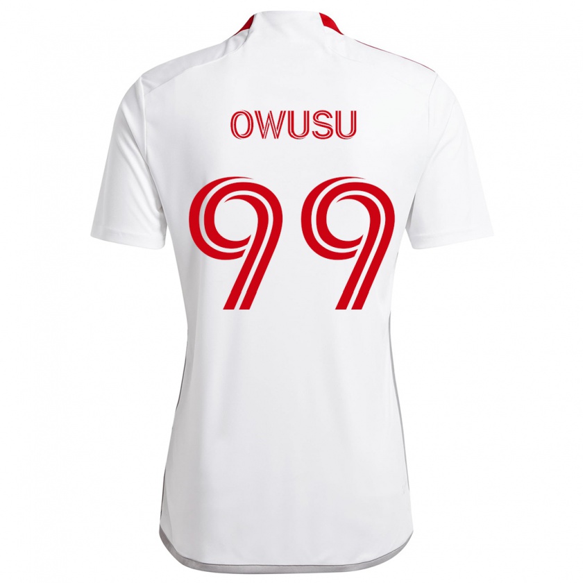 Kandiny Bambino Maglia Prince Osei Owusu #99 Bianco Rosso Kit Gara Away 2024/25 Maglietta