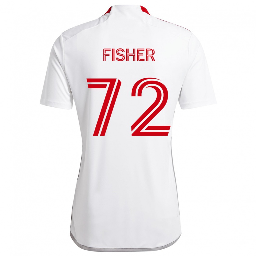 Kandiny Bambino Maglia Mark Fisher #72 Bianco Rosso Kit Gara Away 2024/25 Maglietta