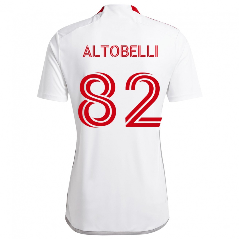 Kandiny Bambino Maglia Julian Altobelli #82 Bianco Rosso Kit Gara Away 2024/25 Maglietta