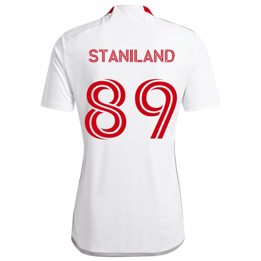 Kandiny Kinderen Charlie Staniland #89 Wit Rood Uitshirt Uittenue 2024/25 T-Shirt