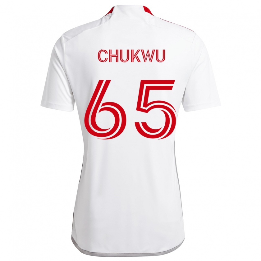 Kandiny Bambino Maglia Joses Chukwu #65 Bianco Rosso Kit Gara Away 2024/25 Maglietta