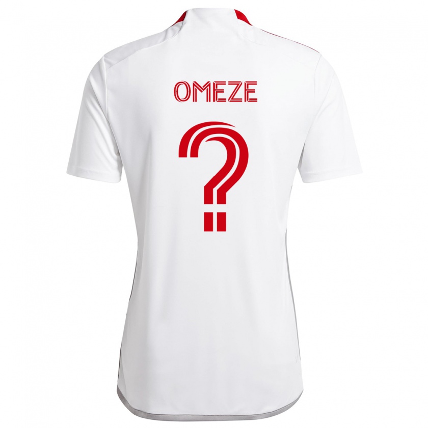 Kandiny Bambino Maglia Chimere Omeze #0 Bianco Rosso Kit Gara Away 2024/25 Maglietta