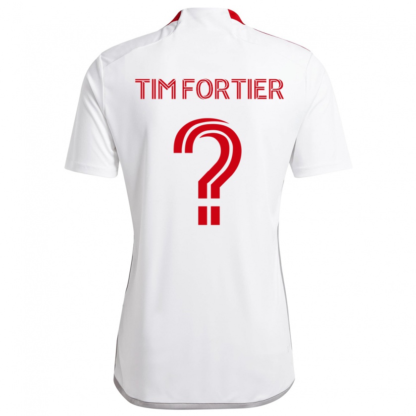 Kandiny Bambino Maglia Tim Fortier #0 Bianco Rosso Kit Gara Away 2024/25 Maglietta