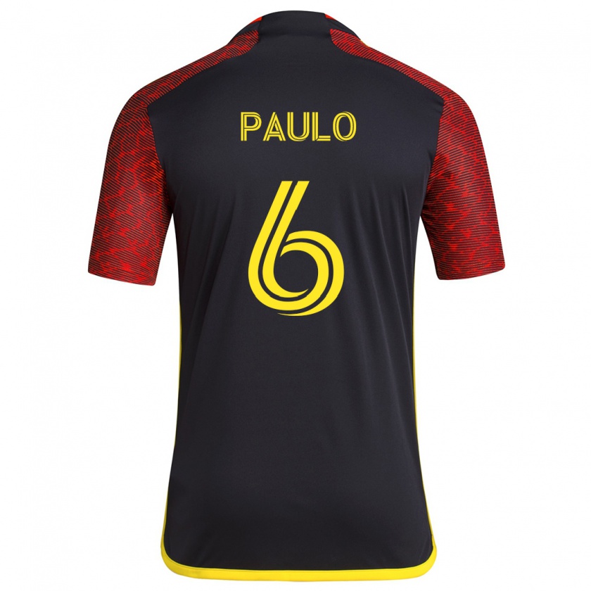 Kandiny Niño Camiseta João Paulo #6 Negro Rojo 2ª Equipación 2024/25 La Camisa