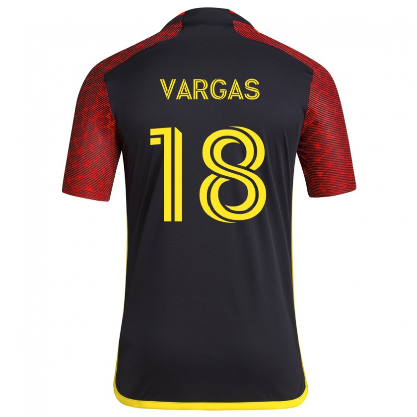 Kandiny Niño Camiseta Obed Vargas #18 Negro Rojo 2ª Equipación 2024/25 La Camisa