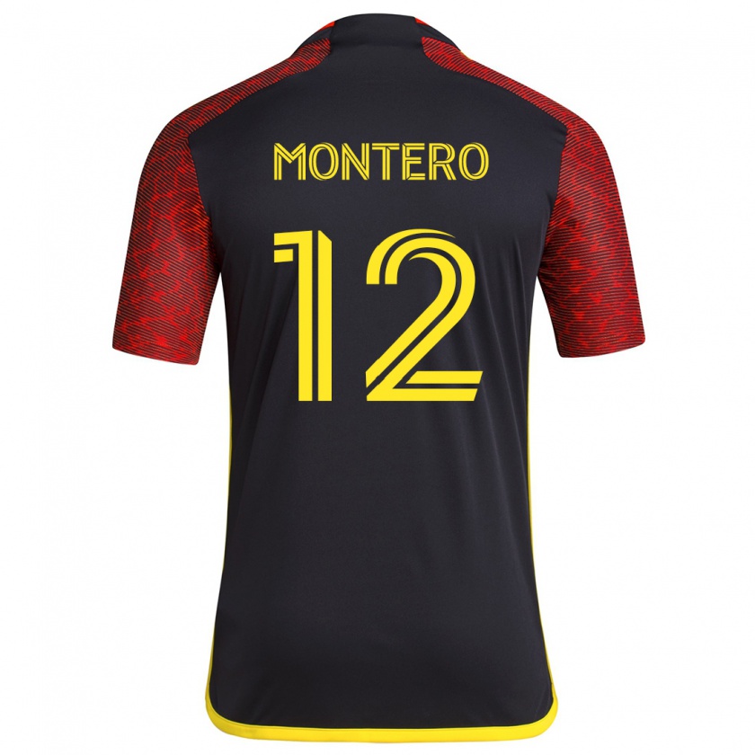 Kandiny Niño Camiseta Fredy Montero #12 Negro Rojo 2ª Equipación 2024/25 La Camisa