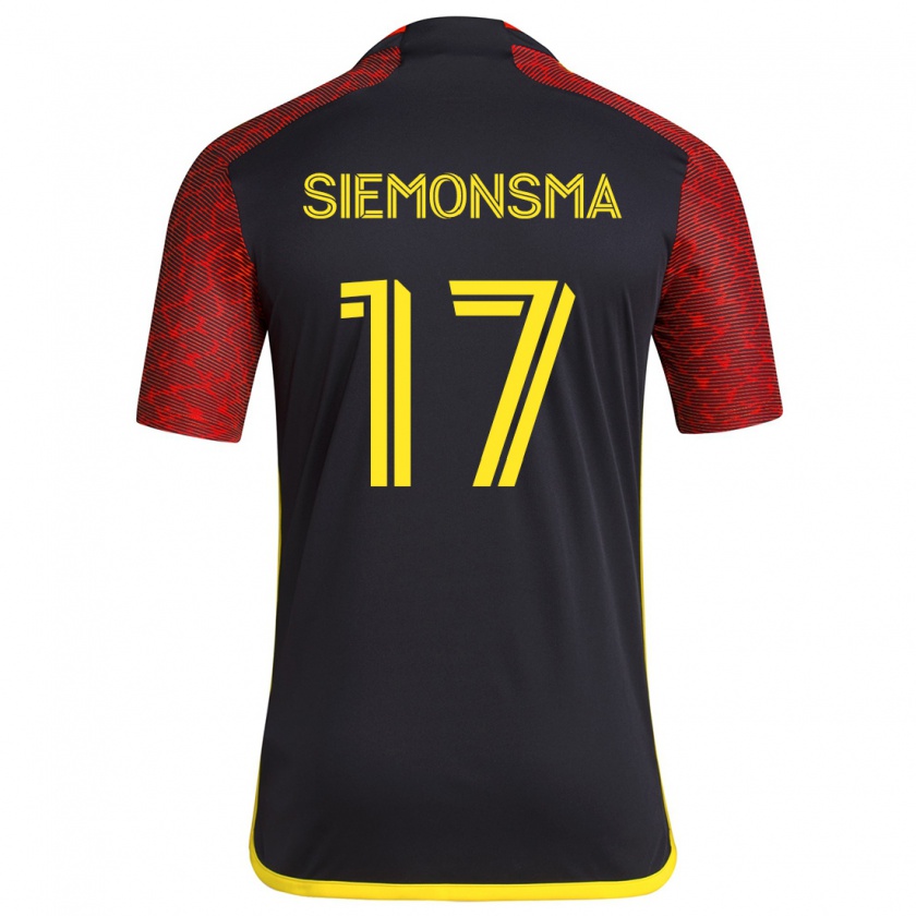 Kandiny Niño Camiseta Sianna Siemonsma #17 Negro Rojo 2ª Equipación 2024/25 La Camisa