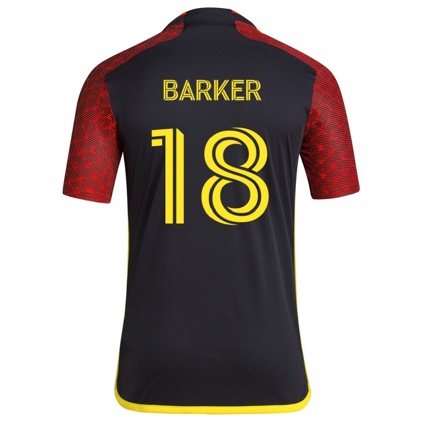 Kandiny Bambino Maglia Alicia Barker #18 Rosso Nero Kit Gara Away 2024/25 Maglietta