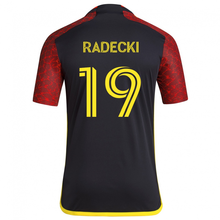 Kandiny Bambino Maglia Taylor Radecki #19 Rosso Nero Kit Gara Away 2024/25 Maglietta