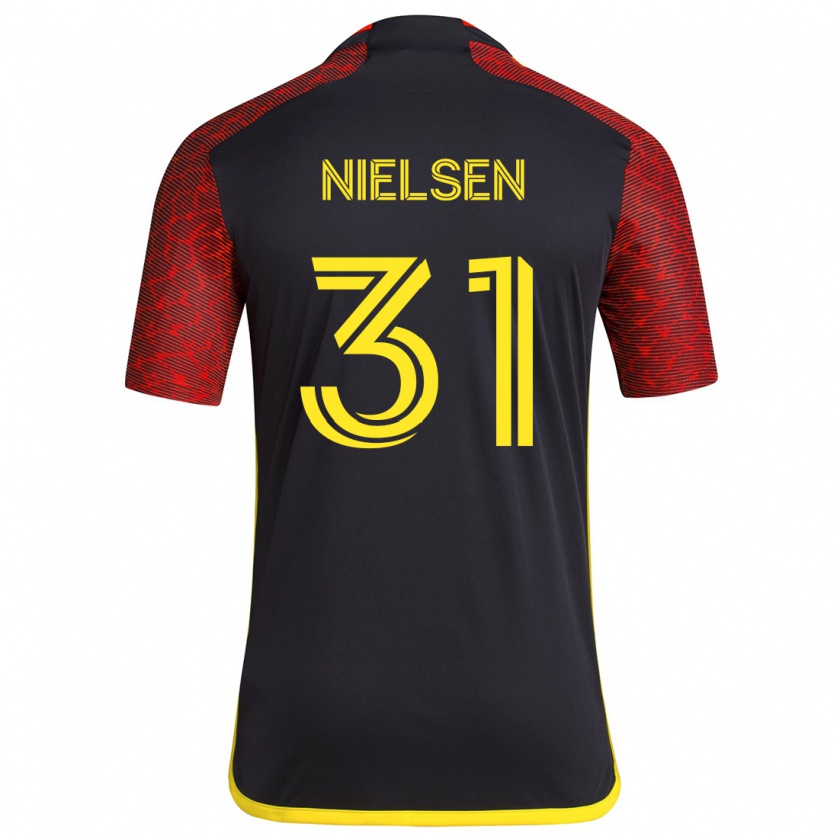 Kandiny Kinder Madeline Nielsen #31 Rot Schwarz Auswärtstrikot Trikot 2024/25 T-Shirt Österreich