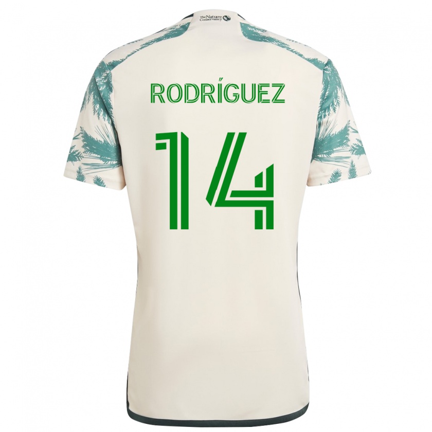 Kandiny Niño Camiseta Jonathan Rodríguez #14 Beige Marrón 2ª Equipación 2024/25 La Camisa México