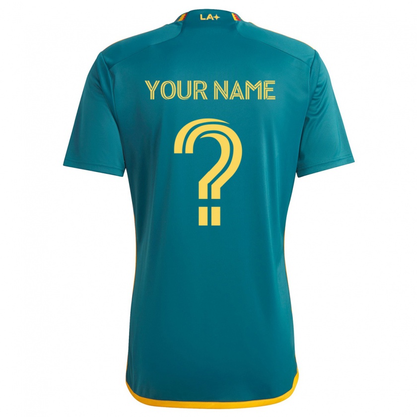 Kandiny Bambino Maglia Il Tuo Nome #0 Verde Giallo Kit Gara Away 2024/25 Maglietta