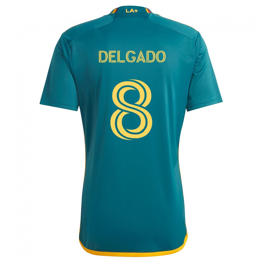 Kandiny Niño Camiseta Mark Delgado #8 Verde Amarillo 2ª Equipación 2024/25 La Camisa