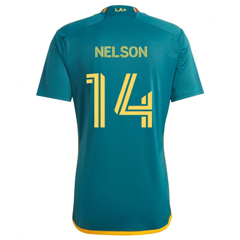 Kandiny Kinderen John Nelson #14 Groen Geel Uitshirt Uittenue 2024/25 T-Shirt