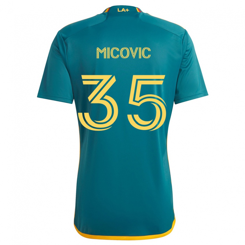 Kandiny Kinderen Novak Micovic #35 Groen Geel Uitshirt Uittenue 2024/25 T-Shirt