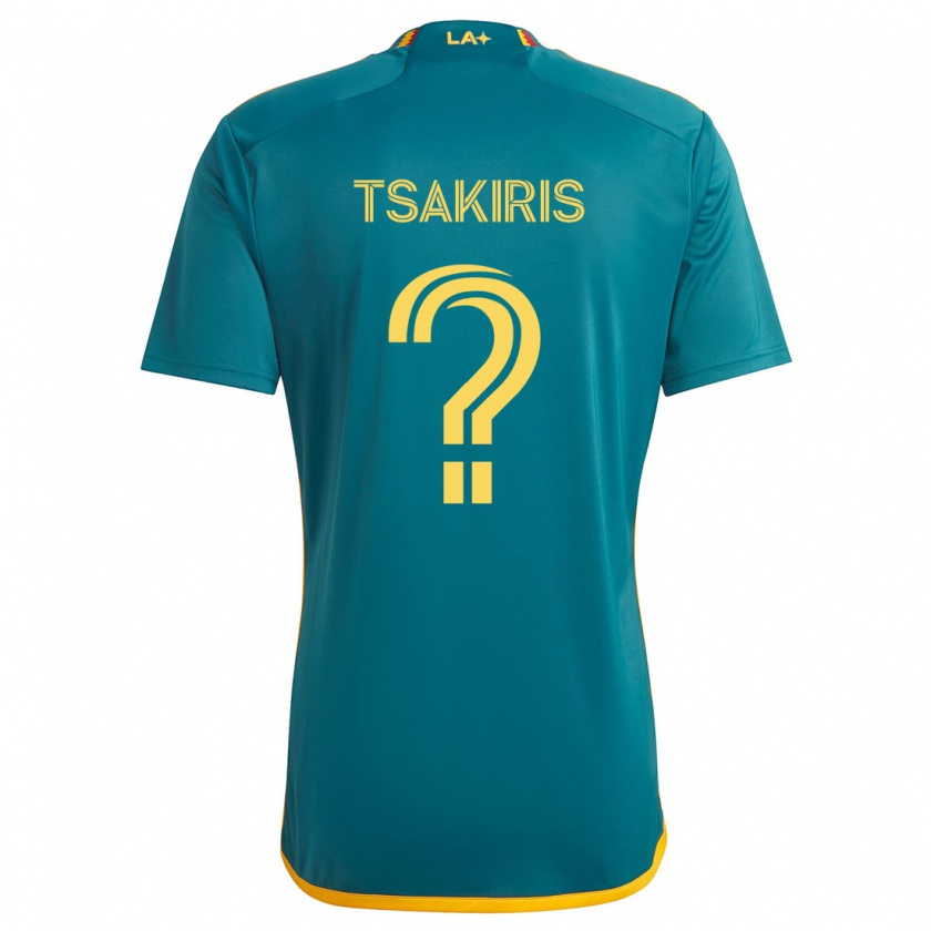 Kandiny Bambino Maglia Mateo Tsakiris #0 Verde Giallo Kit Gara Away 2024/25 Maglietta