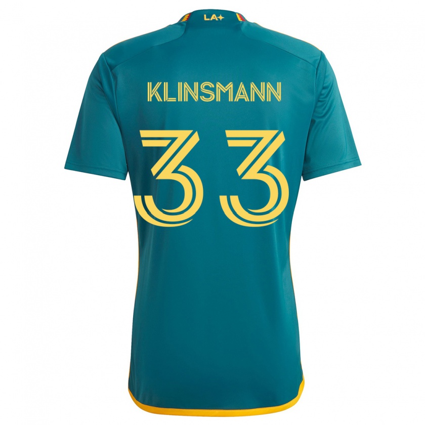 Kandiny Niño Camiseta Jonathan Klinsmann #33 Verde Amarillo 2ª Equipación 2024/25 La Camisa