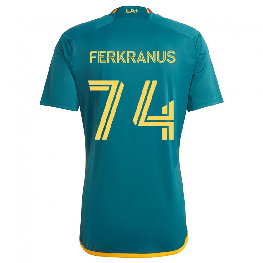 Kandiny Niño Camiseta Marcus Ferkranus #74 Verde Amarillo 2ª Equipación 2024/25 La Camisa