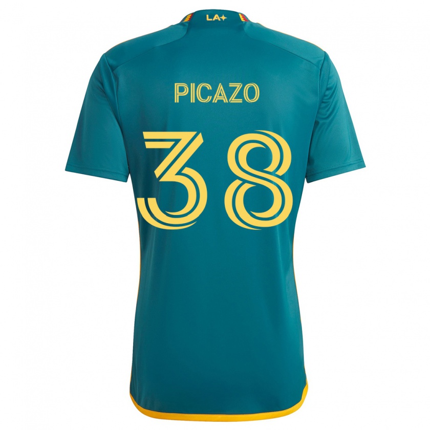 Kandiny Bambino Maglia Axel Picazo #38 Verde Giallo Kit Gara Away 2024/25 Maglietta