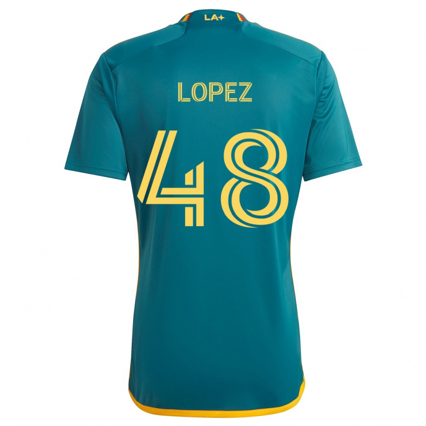 Kandiny Niño Camiseta Diego López #48 Verde Amarillo 2ª Equipación 2024/25 La Camisa México