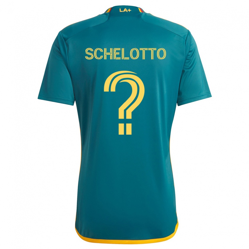 Kandiny Kinderen Nicolas Barros Schelotto #0 Groen Geel Uitshirt Uittenue 2024/25 T-Shirt