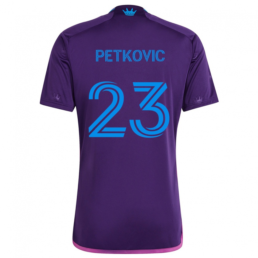 Kandiny Kinderen Nikola Petkovic #23 Paarsblauw Uitshirt Uittenue 2024/25 T-Shirt België