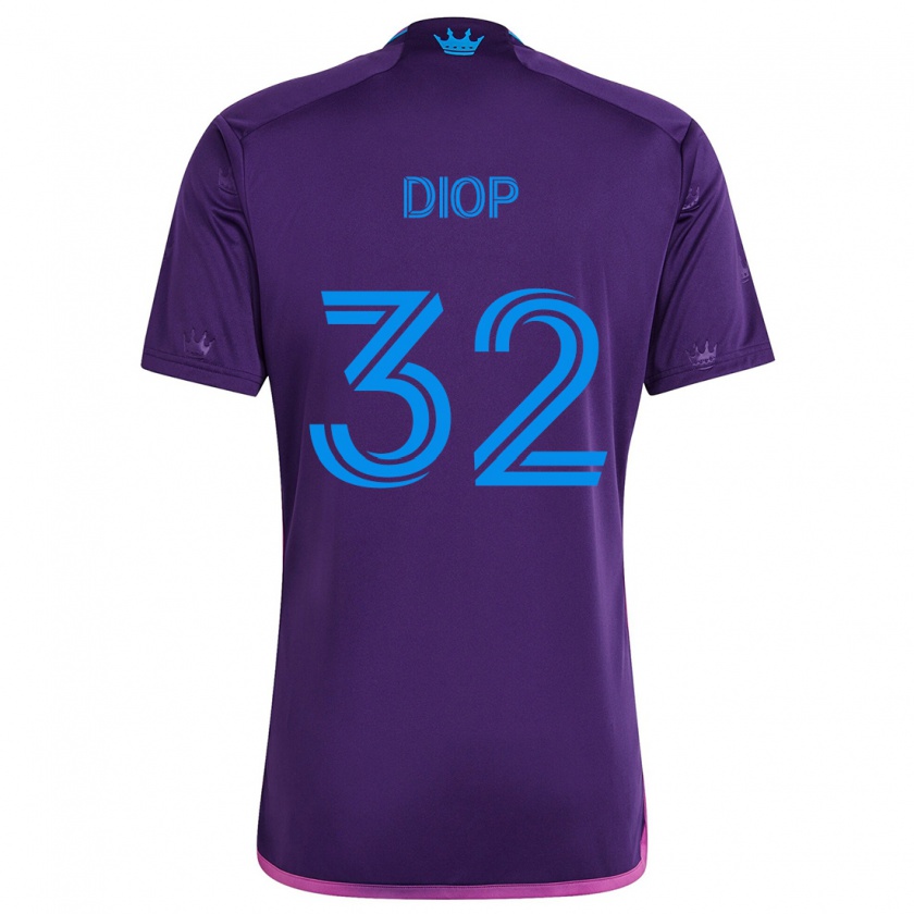 Kandiny Niño Camiseta Hamady Diop #32 Azul Morado 2ª Equipación 2024/25 La Camisa