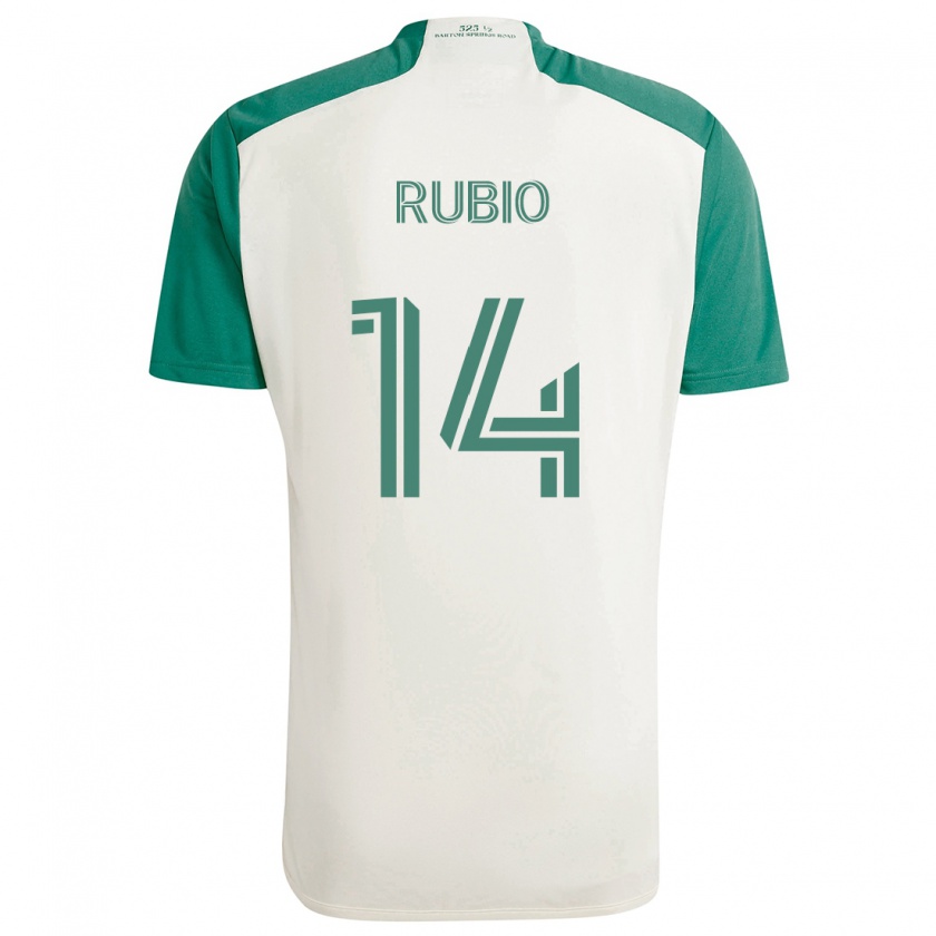 Kandiny Bambino Maglia Diego Rubio #14 Colori Marrone Chiaro Verde Kit Gara Away 2024/25 Maglietta