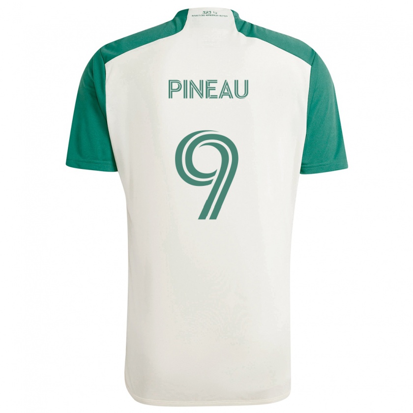 Kandiny Bambino Maglia Sebastien Pineau #9 Colori Marrone Chiaro Verde Kit Gara Away 2024/25 Maglietta