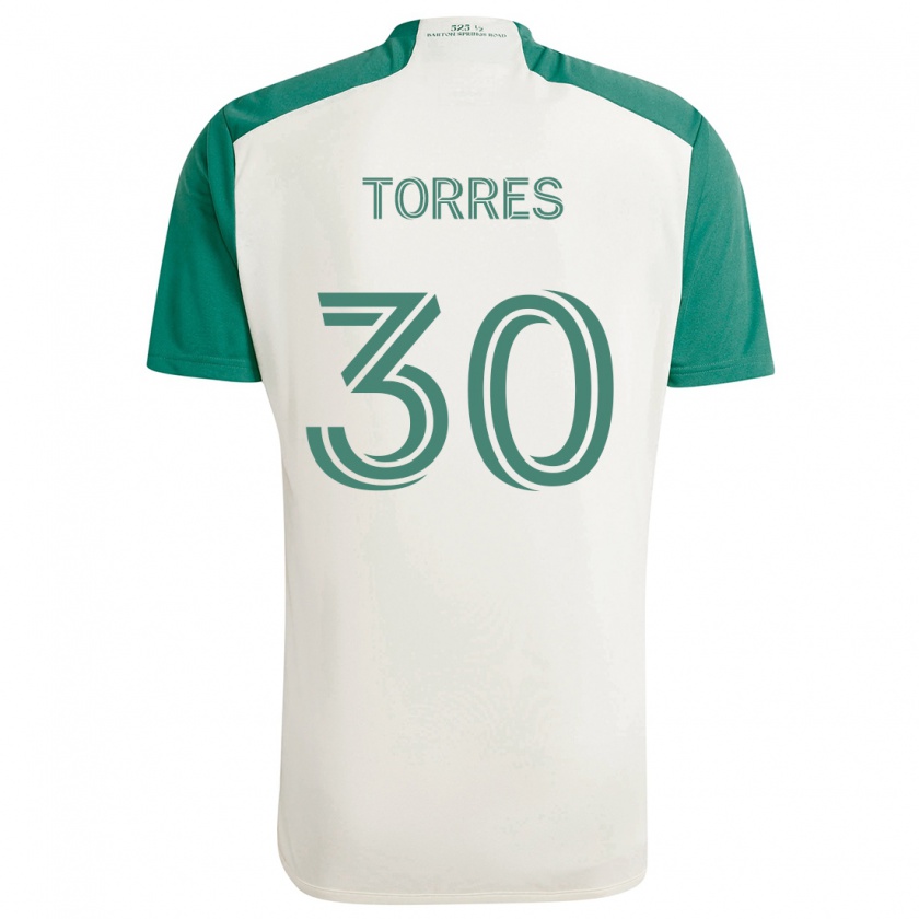 Kandiny Bambino Maglia Ervin Torres #30 Colori Marrone Chiaro Verde Kit Gara Away 2024/25 Maglietta