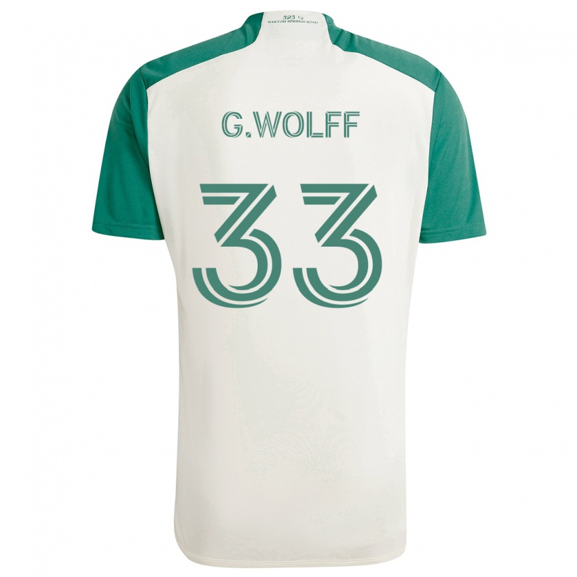 Kandiny Bambino Maglia Gavin Wolff #33 Colori Marrone Chiaro Verde Kit Gara Away 2024/25 Maglietta