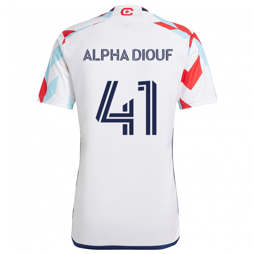 Kandiny Kinderen Jean Alpha Diouf #41 Wit Rood Blauw Uitshirt Uittenue 2024/25 T-Shirt België