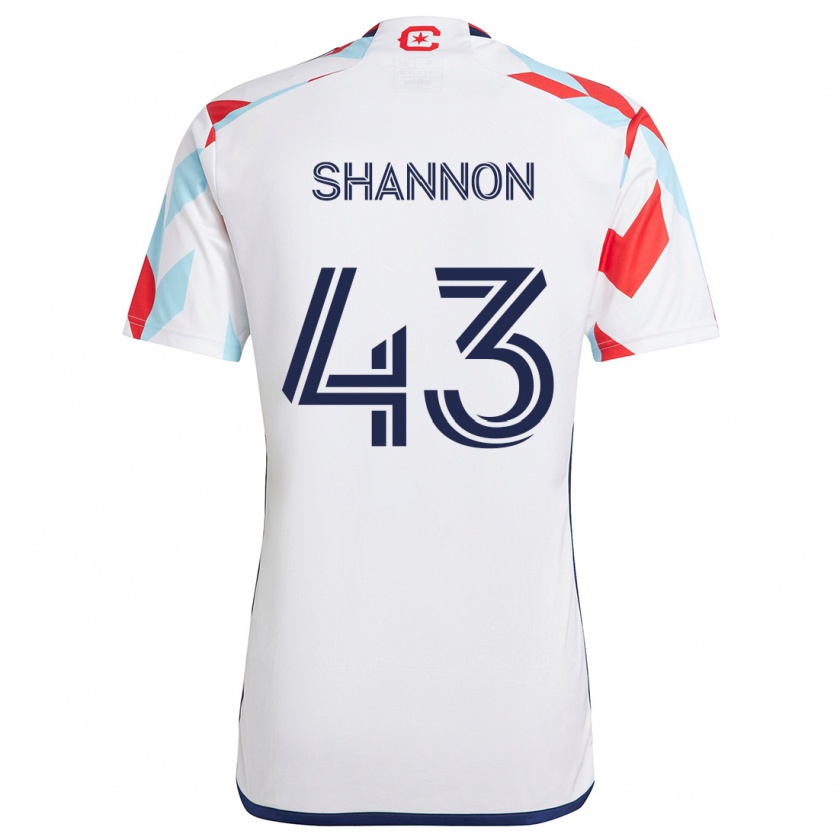 Kandiny Bambino Maglia Jaylen Shannon #43 Bianco Rosso Blu Kit Gara Away 2024/25 Maglietta