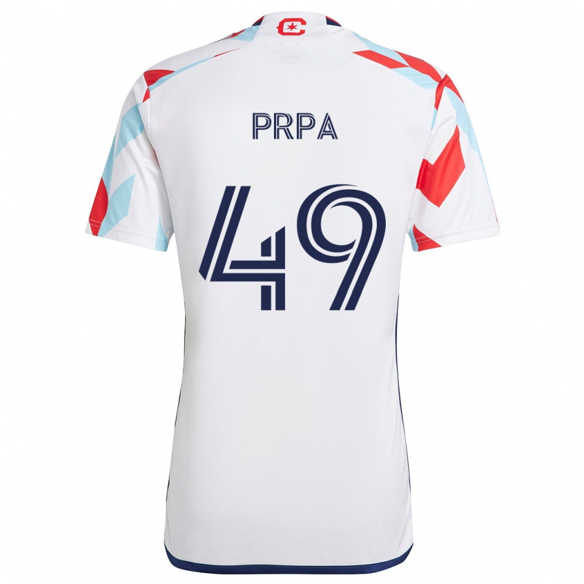 Kandiny Bambino Maglia Luka Prpa #49 Bianco Rosso Blu Kit Gara Away 2024/25 Maglietta