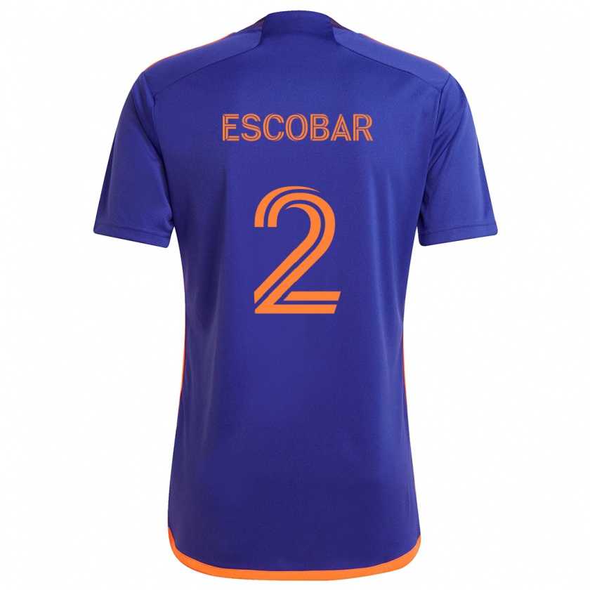 Kandiny Niño Camiseta Franco Escobar #2 Púrpura Naranja 2ª Equipación 2024/25 La Camisa