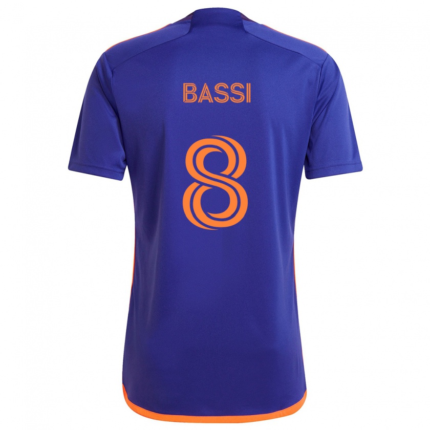 Kandiny Niño Camiseta Amine Bassi #8 Púrpura Naranja 2ª Equipación 2024/25 La Camisa