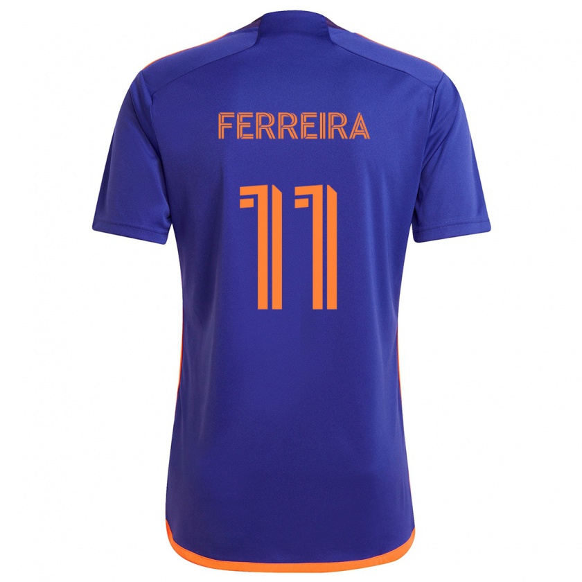 Kandiny Niño Camiseta Sebastián Ferreira #11 Púrpura Naranja 2ª Equipación 2024/25 La Camisa