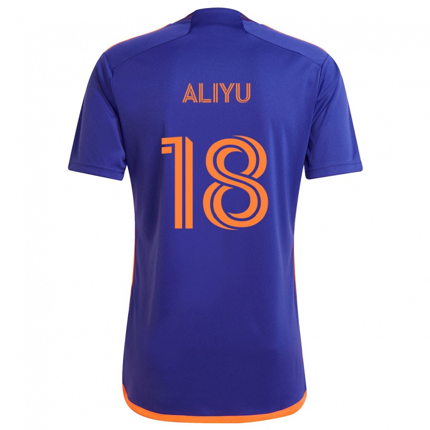 Kandiny Niño Camiseta Ibrahim Aliyu #18 Púrpura Naranja 2ª Equipación 2024/25 La Camisa