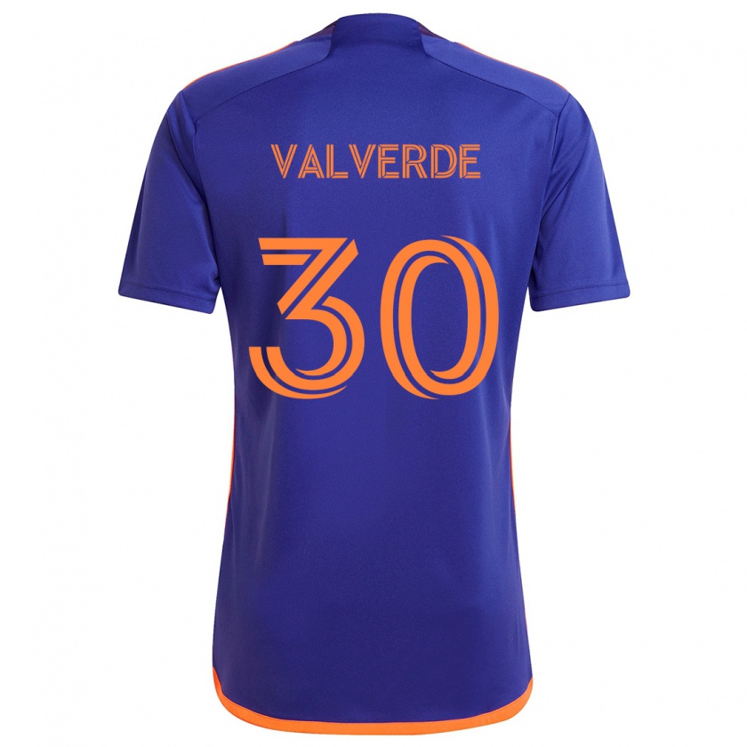 Kandiny Niño Camiseta Jefferson Valverde #30 Púrpura Naranja 2ª Equipación 2024/25 La Camisa