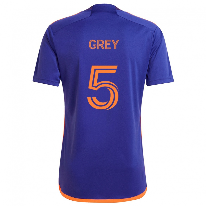 Kandiny Kinder Omar Grey #5 Lila Orange Auswärtstrikot Trikot 2024/25 T-Shirt Österreich