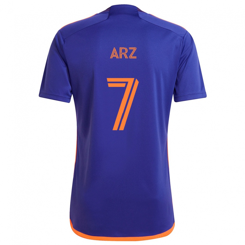 Kandiny Niño Camiseta Exon Arzú #7 Púrpura Naranja 2ª Equipación 2024/25 La Camisa