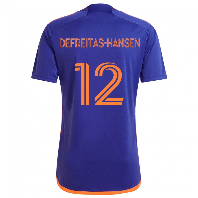 Kandiny Kinderen Nicholas Defreitas-Hansen #12 Paars Oranje Uitshirt Uittenue 2024/25 T-Shirt België